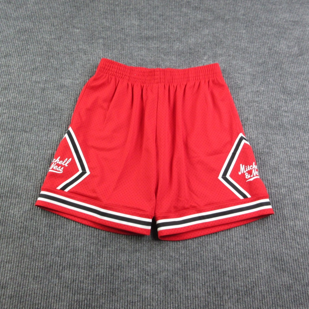 Mitchell & Ness Shorts Mens XL Red Athletic Mesh Drawstring Pockets 33x8.5* NWT